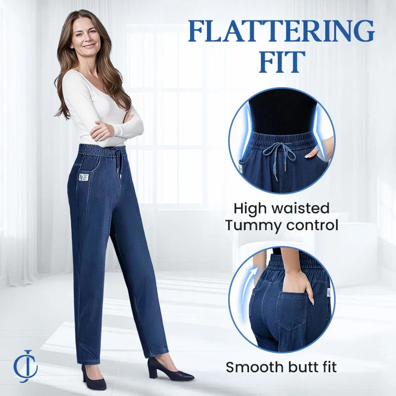 Freya | Women's Elastic Waist Tapered Jeans