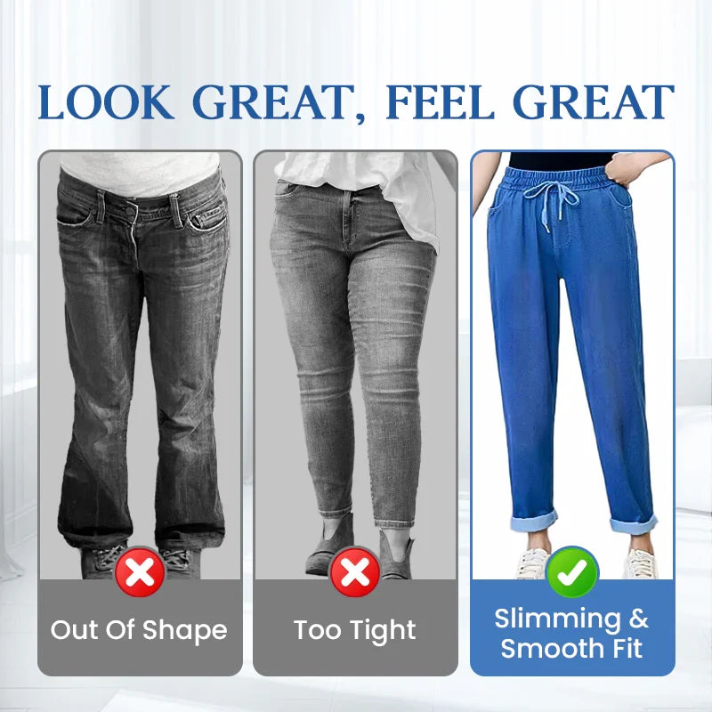 Freya | Women's Elastic Waist Tapered Jeans