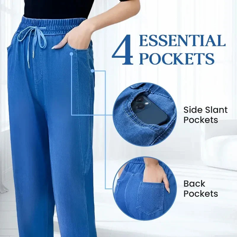 Freya | Women's Elastic Waist Tapered Jeans