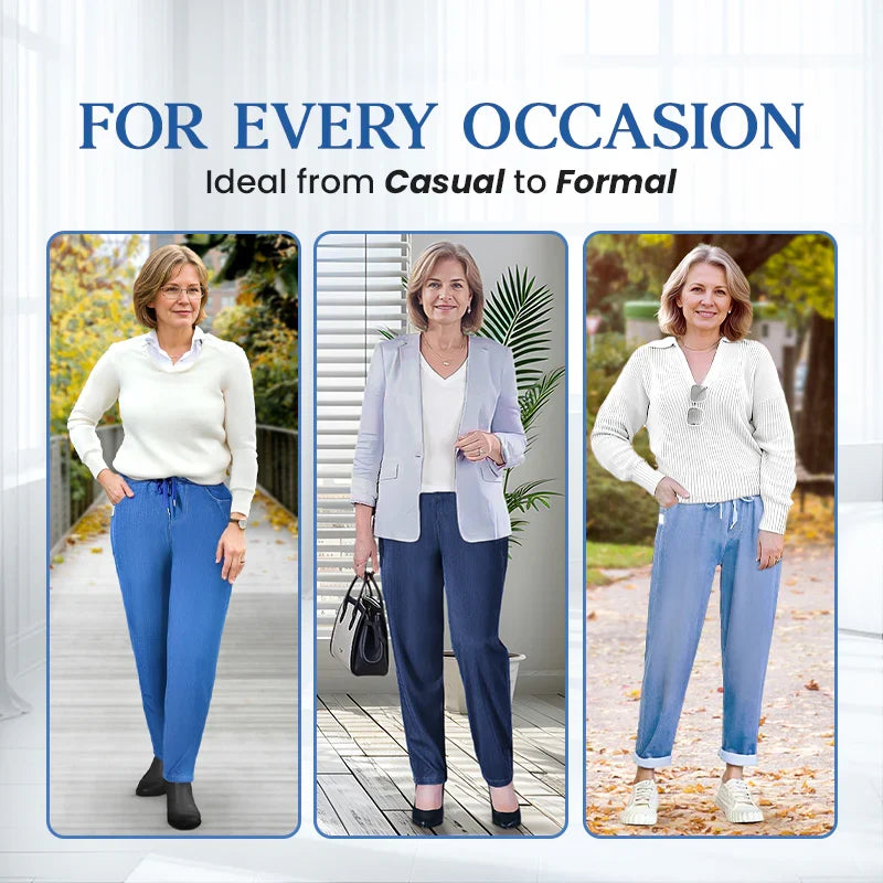 Freya | Women's Elastic Waist Tapered Jeans