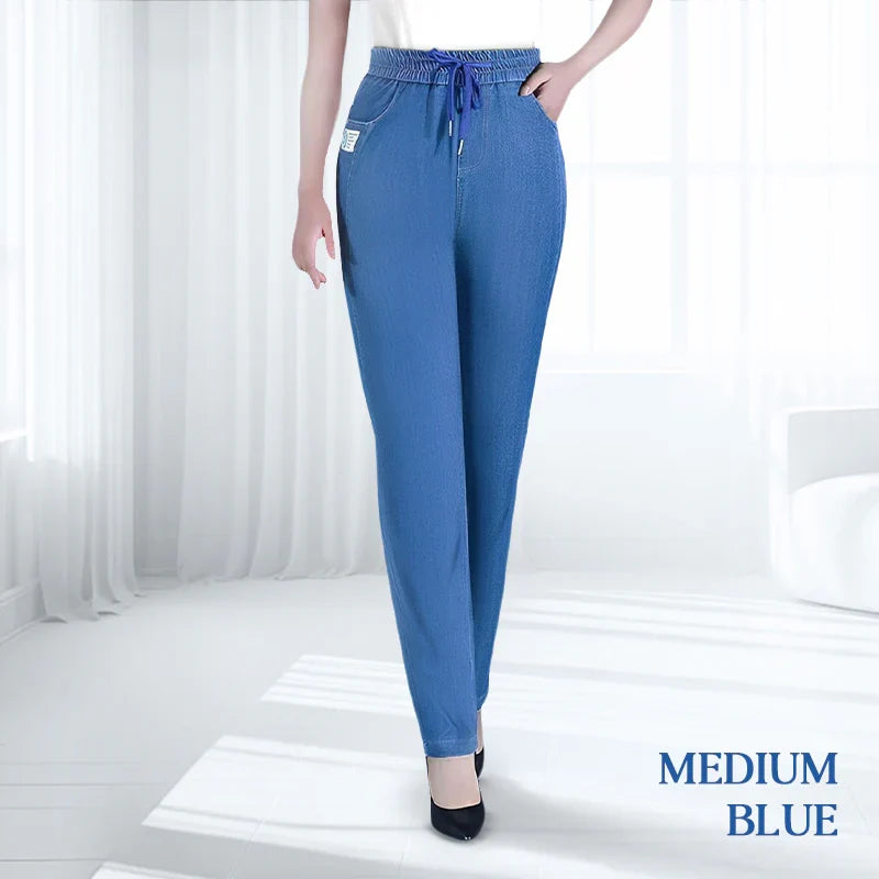 Freya | Women's Elastic Waist Tapered Jeans