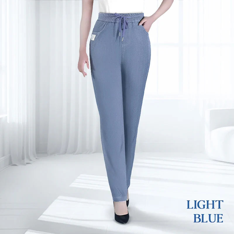 Freya | Women's Elastic Waist Tapered Jeans
