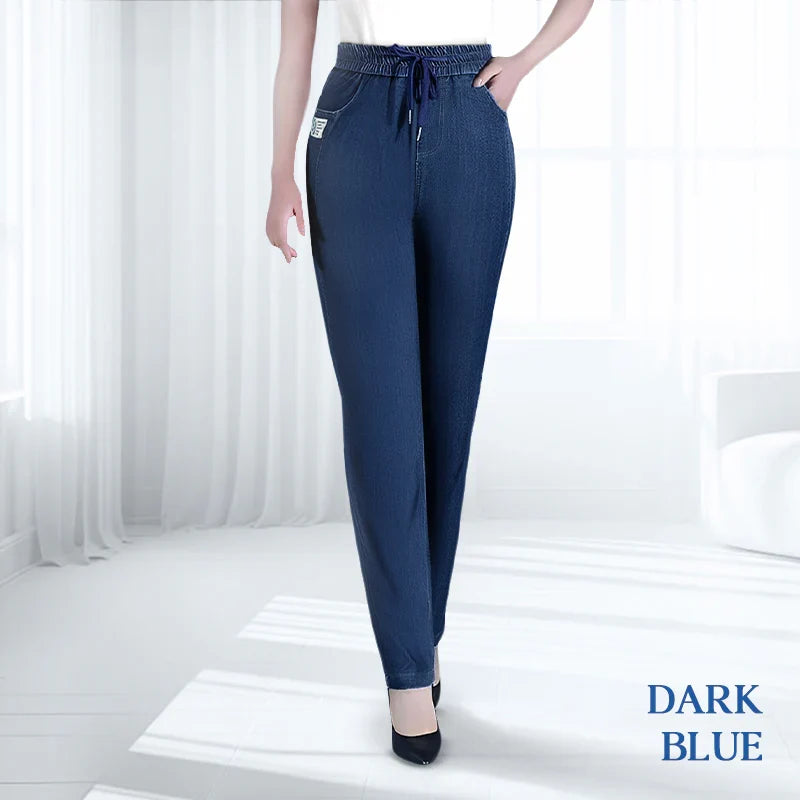 Freya | Women's Elastic Waist Tapered Jeans