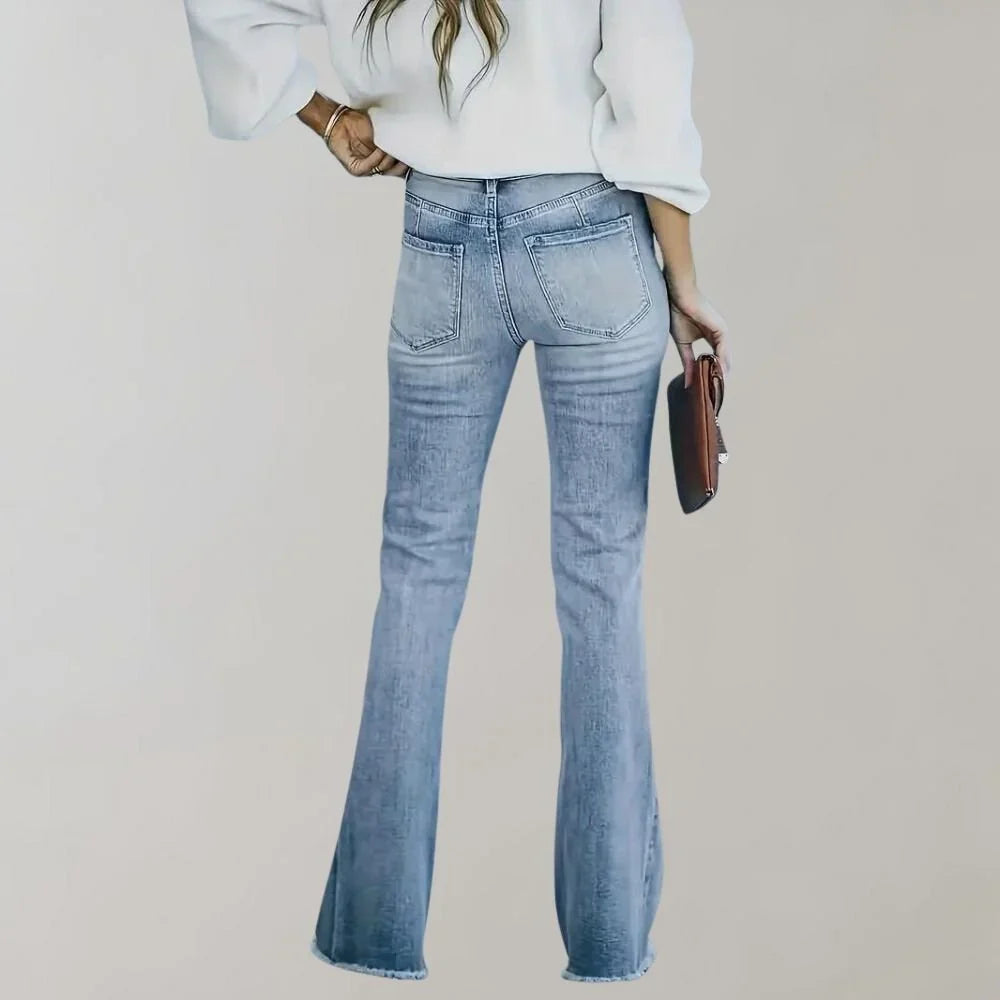 Thea | Women's Light Wash Flared Jeans