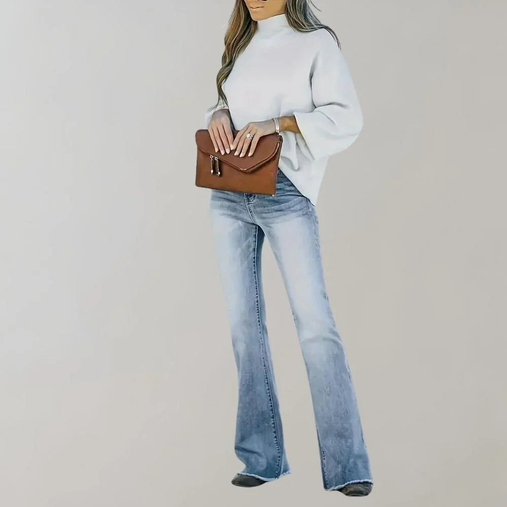 Thea | Women's Light Wash Flared Jeans