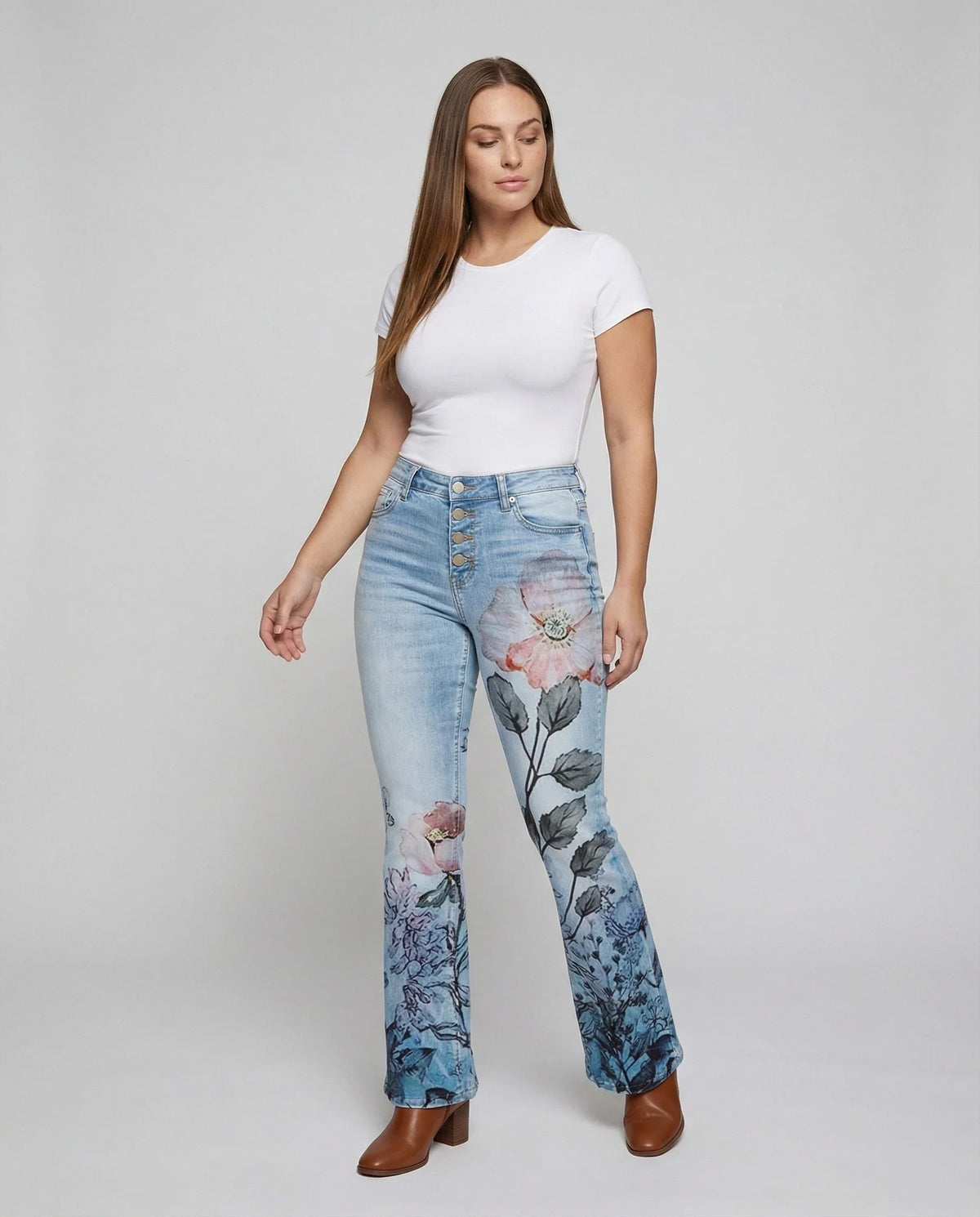 Briar | Women's Floral Print Flared Jeans
