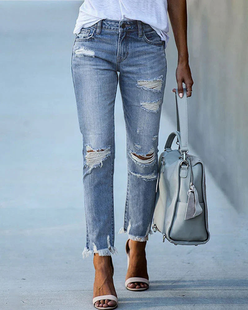 Marisol | Women's Ripped Straight Leg Jeans