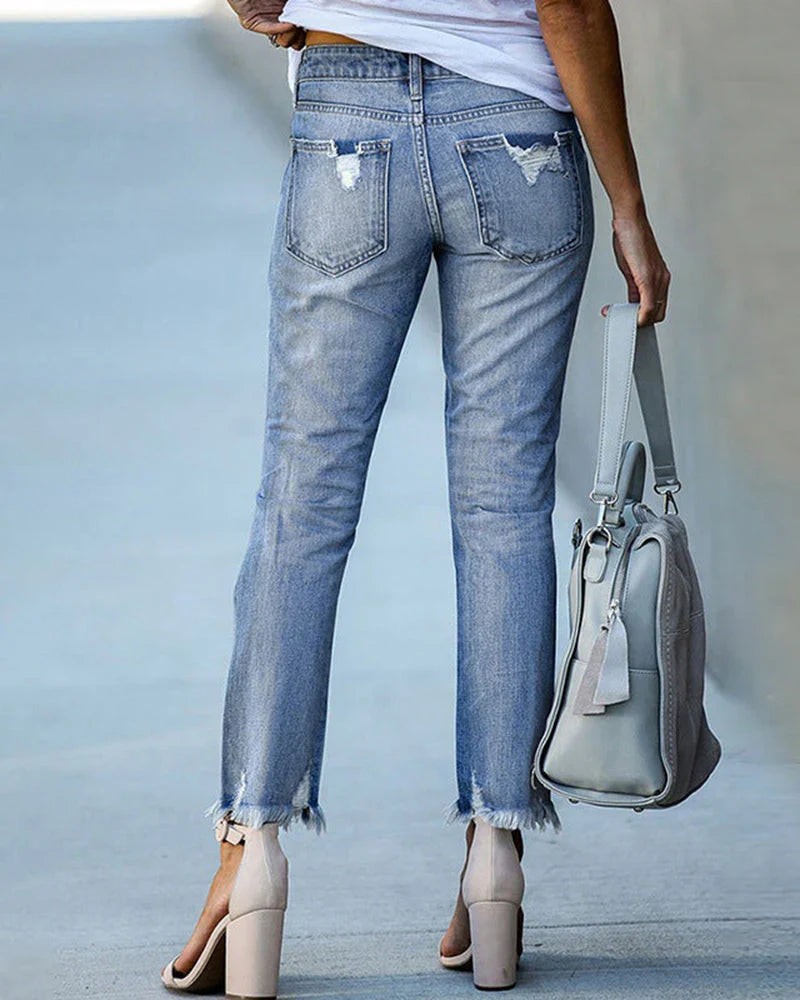 Marisol | Women's Ripped Straight Leg Jeans