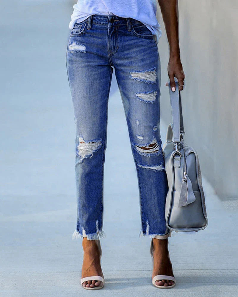 Marisol | Women's Ripped Straight Leg Jeans