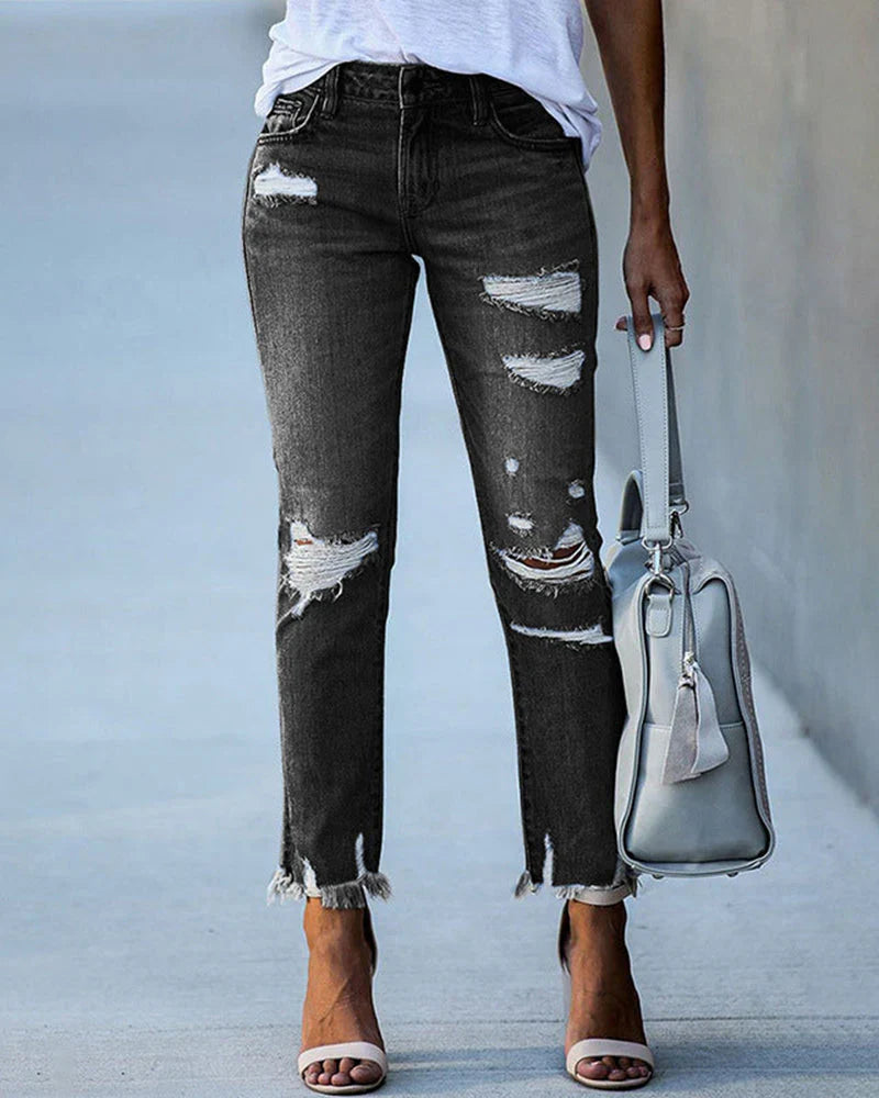 Marisol | Women's Ripped Straight Leg Jeans