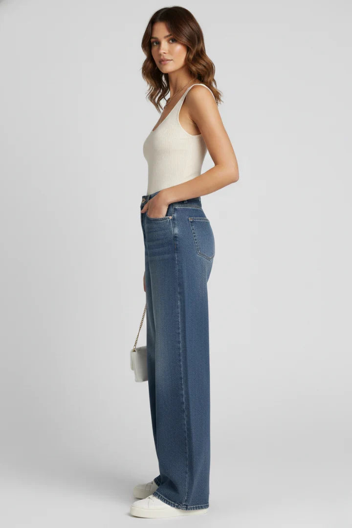 Lucienne | Women's Pocketed Wide Leg Jeans