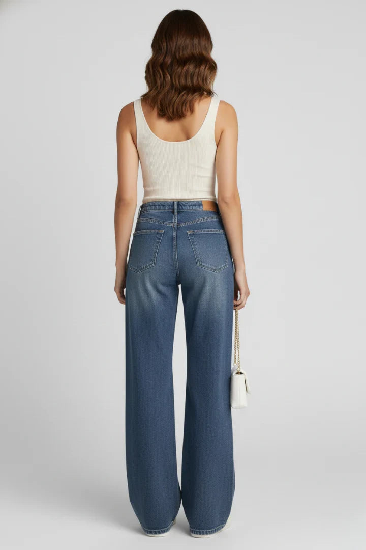 Lucienne | Women's Pocketed Wide Leg Jeans