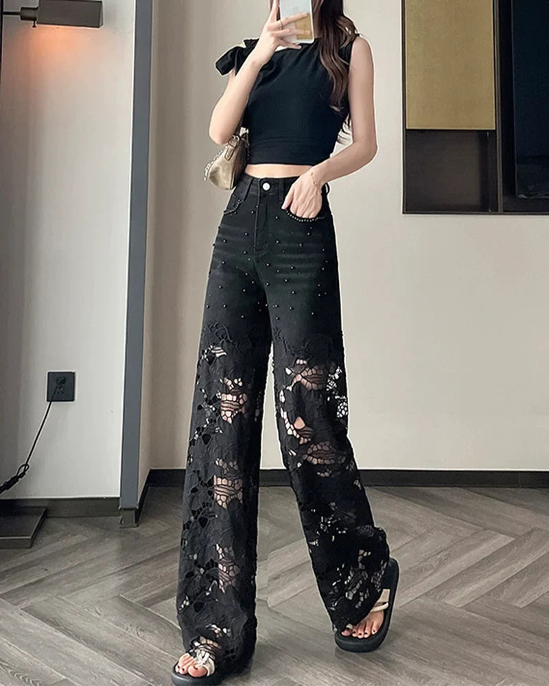 Seraphina | Women's Rhinestone Cutout Jeans