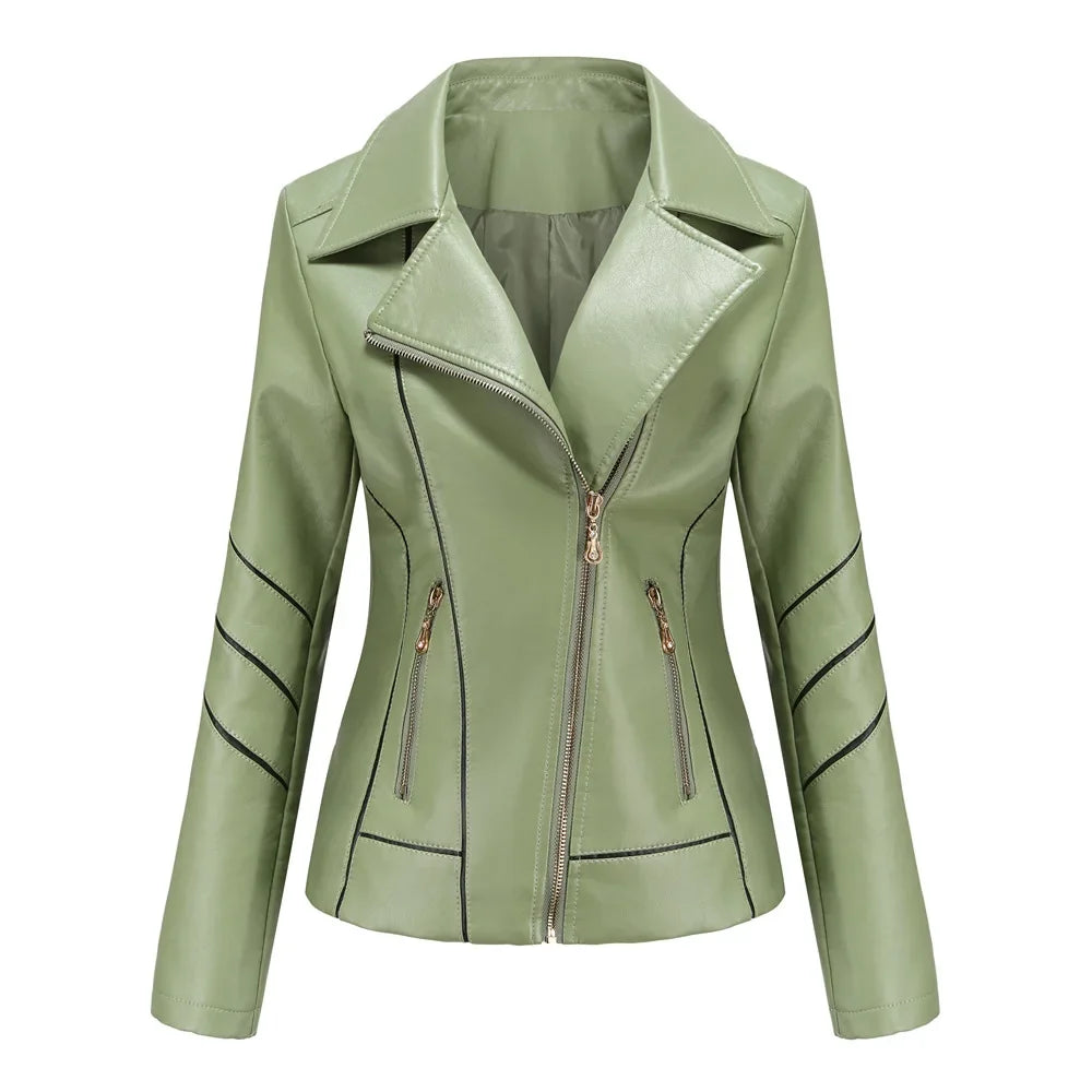 Vera | Asymmetrical Zip Leather Jacket