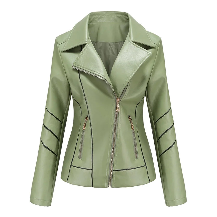 Vera | Asymmetrical Zip Leather Jacket