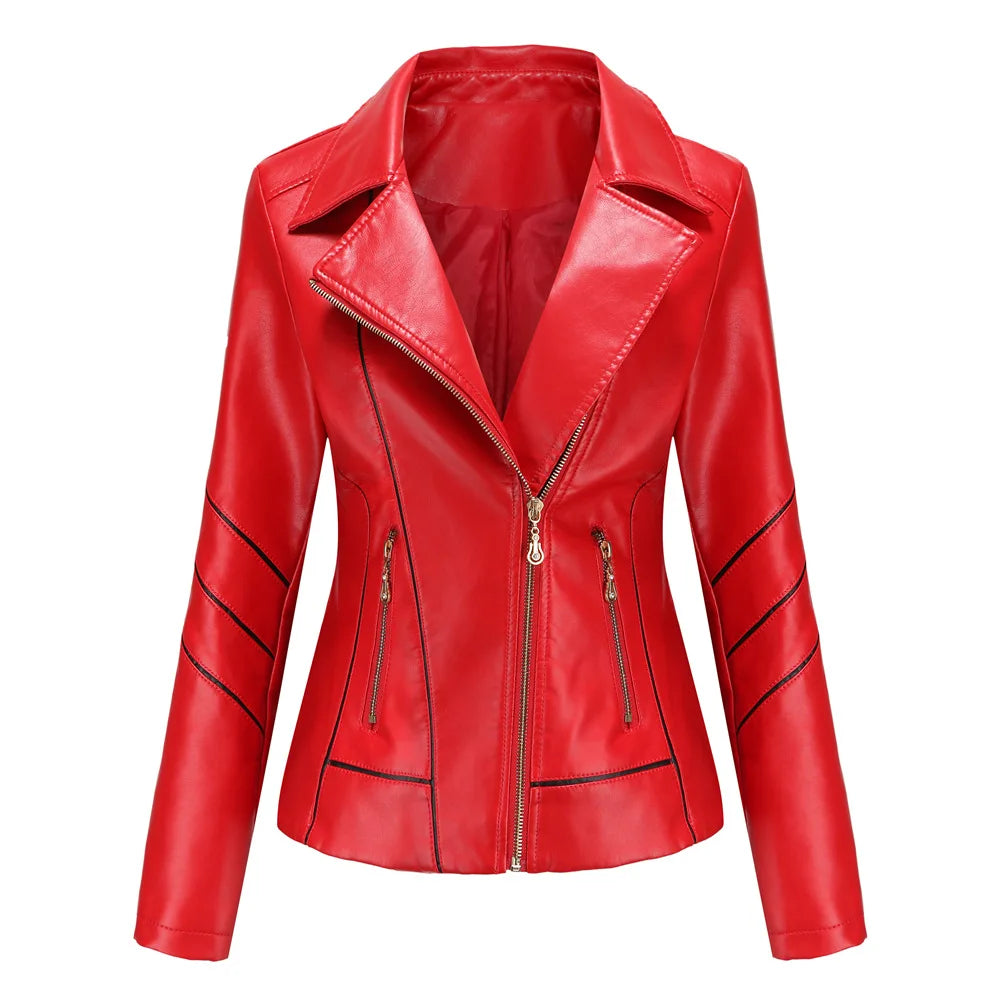 Vera | Asymmetrical Zip Leather Jacket