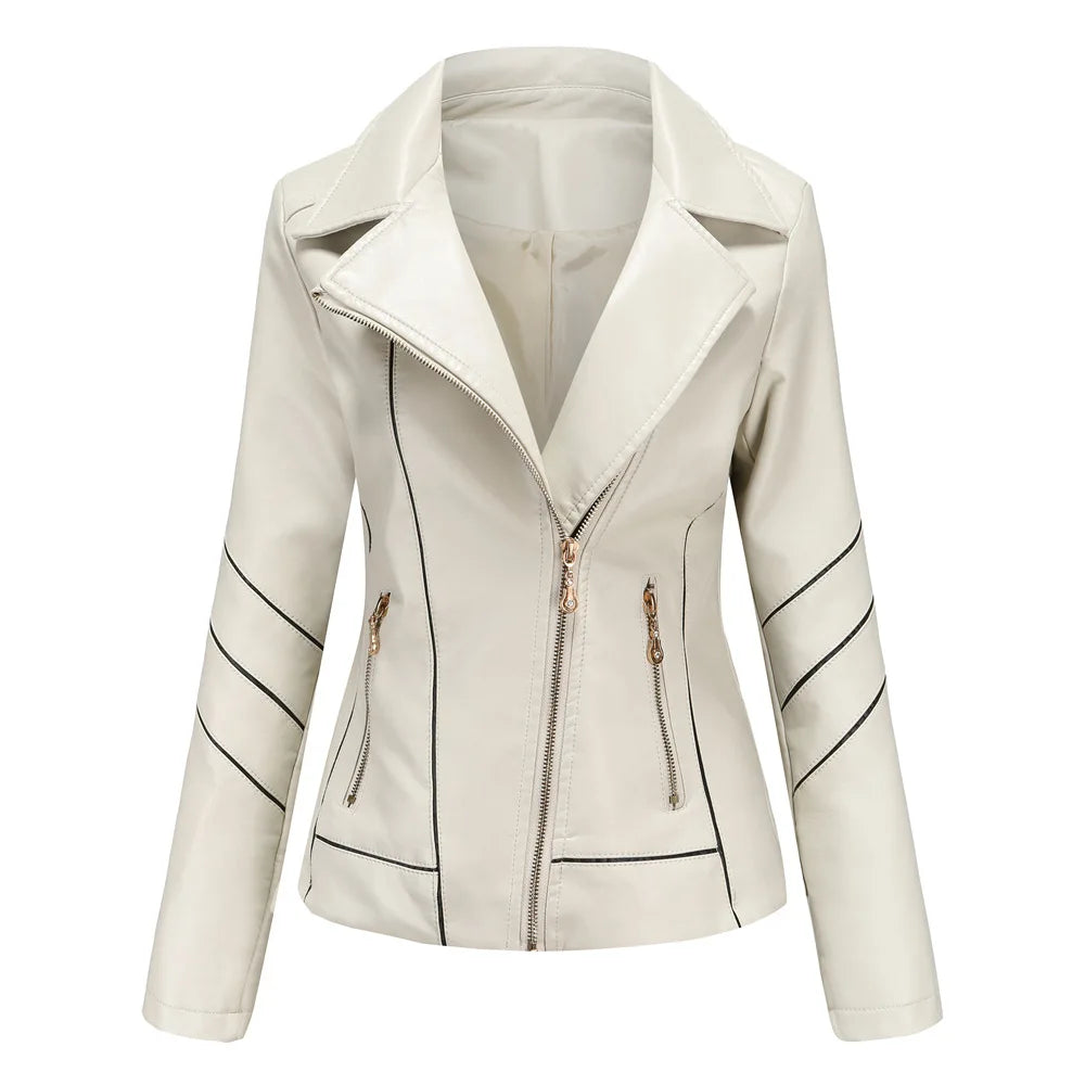 Vera | Asymmetrical Zip Leather Jacket
