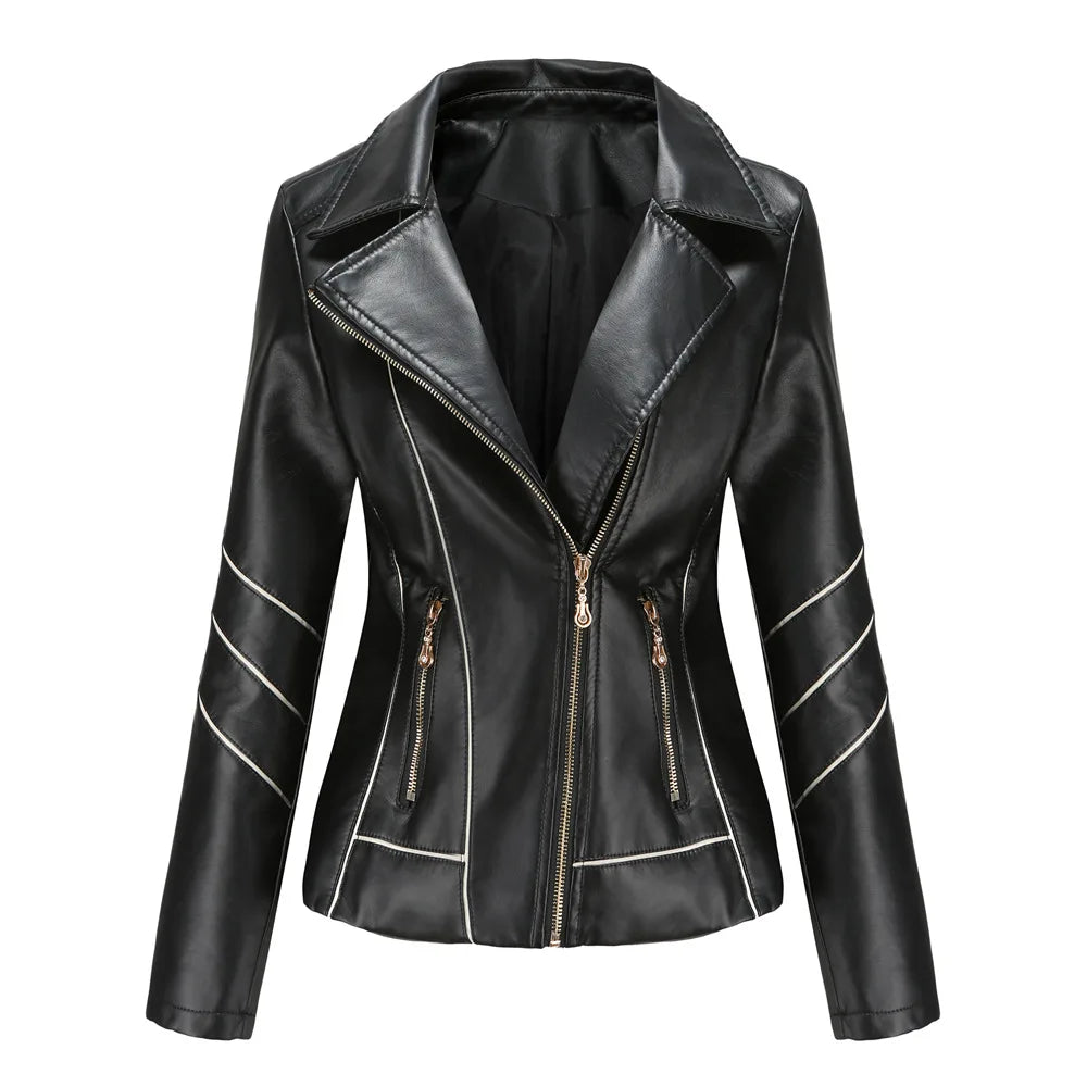 Vera | Asymmetrical Zip Leather Jacket