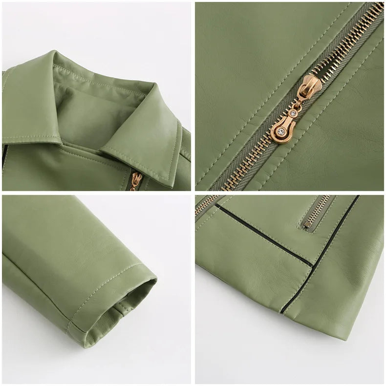 Vera | Asymmetrical Zip Leather Jacket