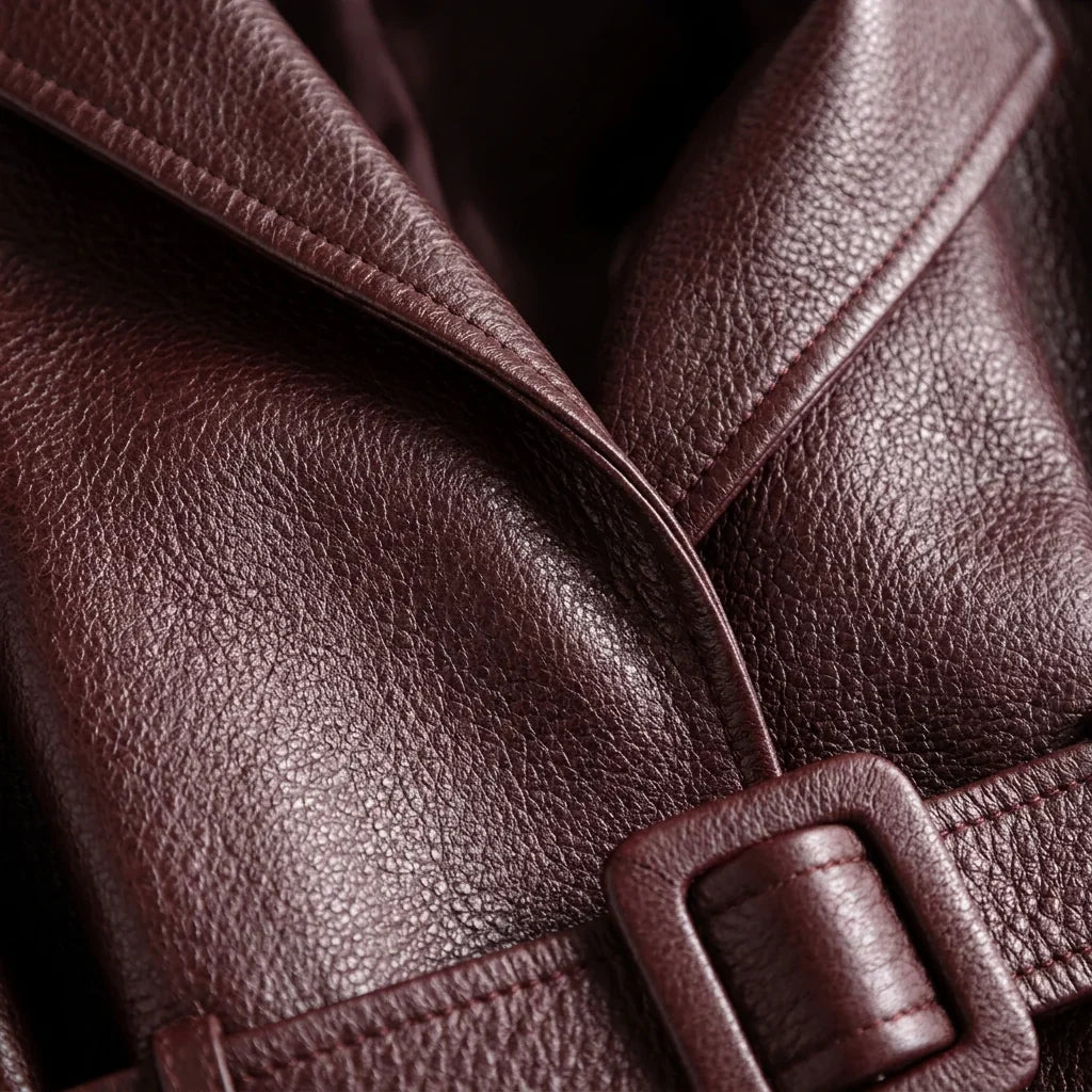 Camille | Belted Lapel Leather Jacket