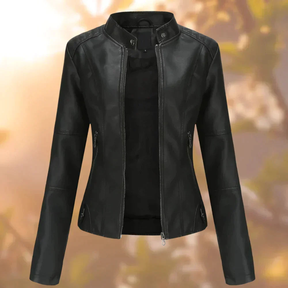 Nadia | Moto Collar Leather Jacket