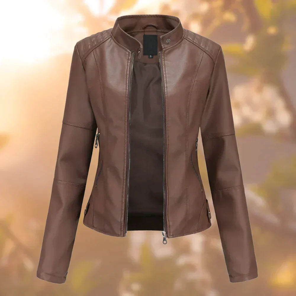 Nadia | Moto Collar Leather Jacket