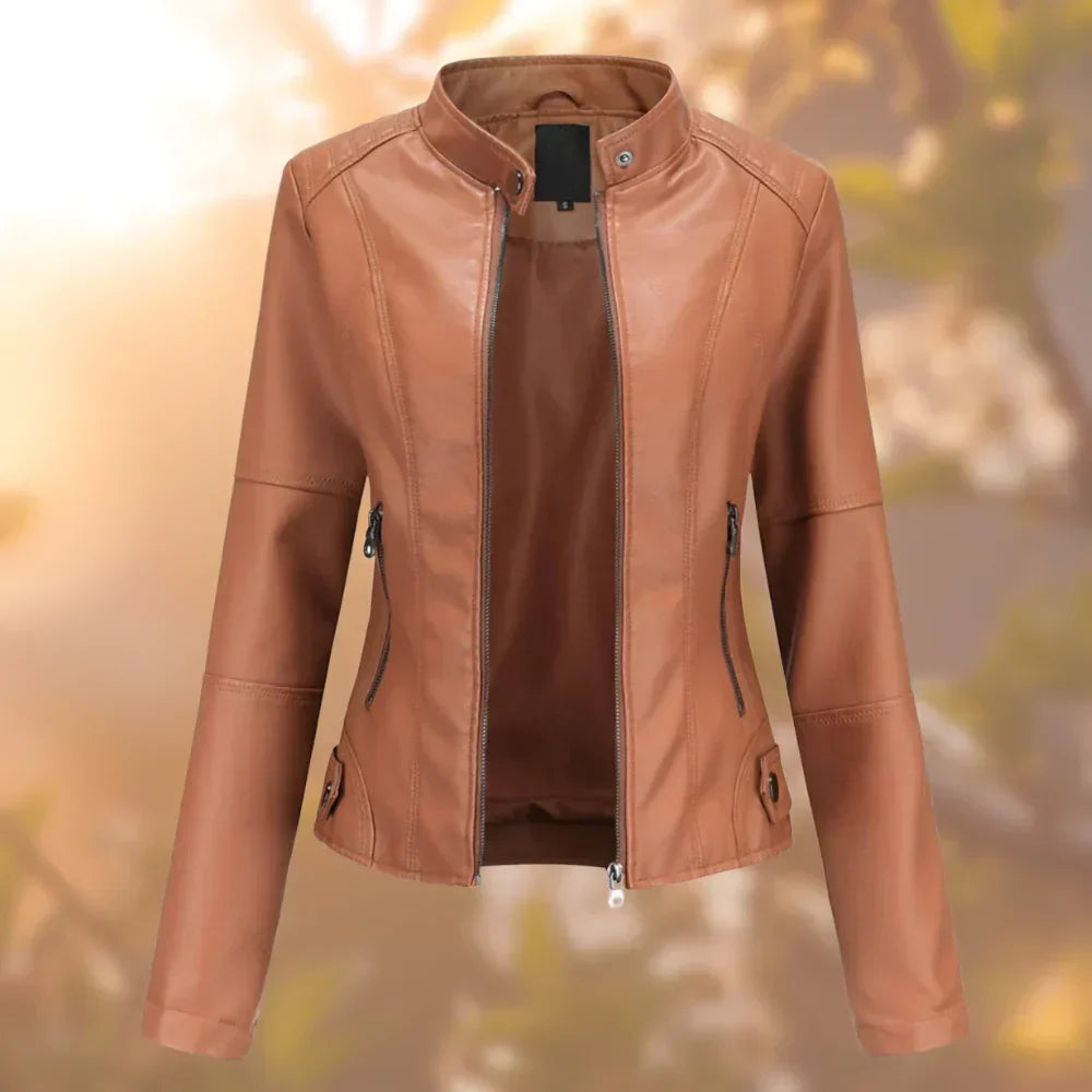 Nadia | Moto Collar Leather Jacket