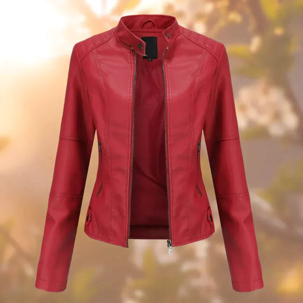 Nadia | Moto Collar Leather Jacket