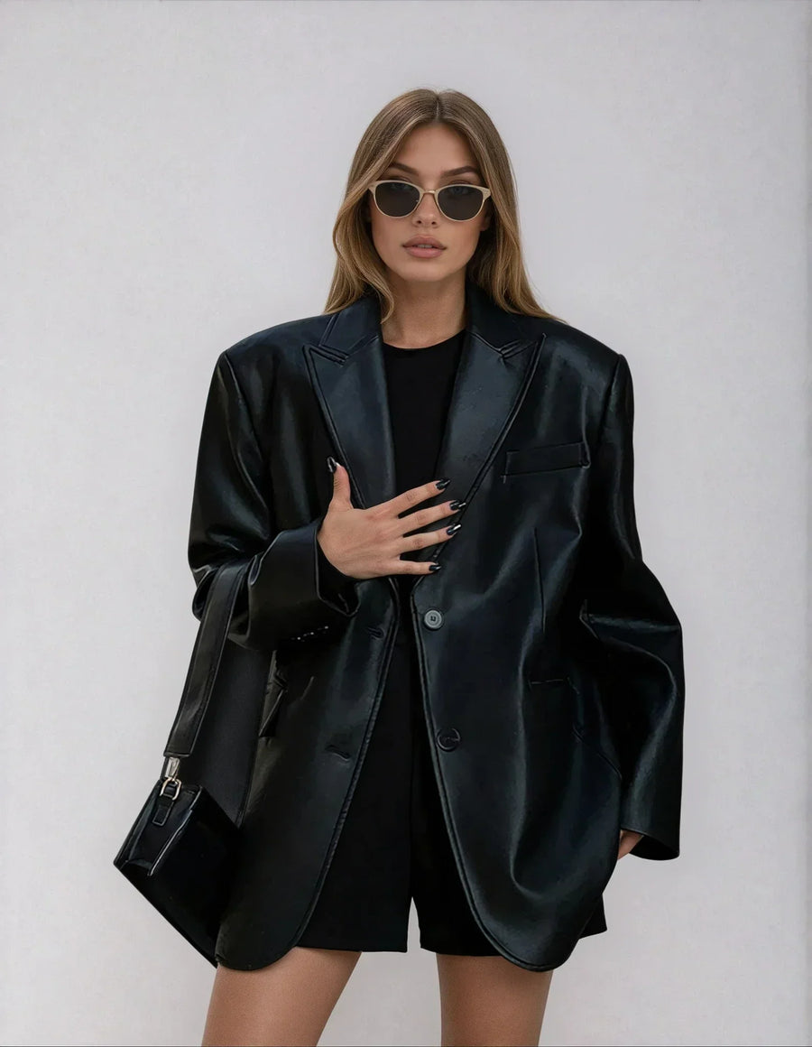 Marceline | Oversized Blazer Leather Jacket