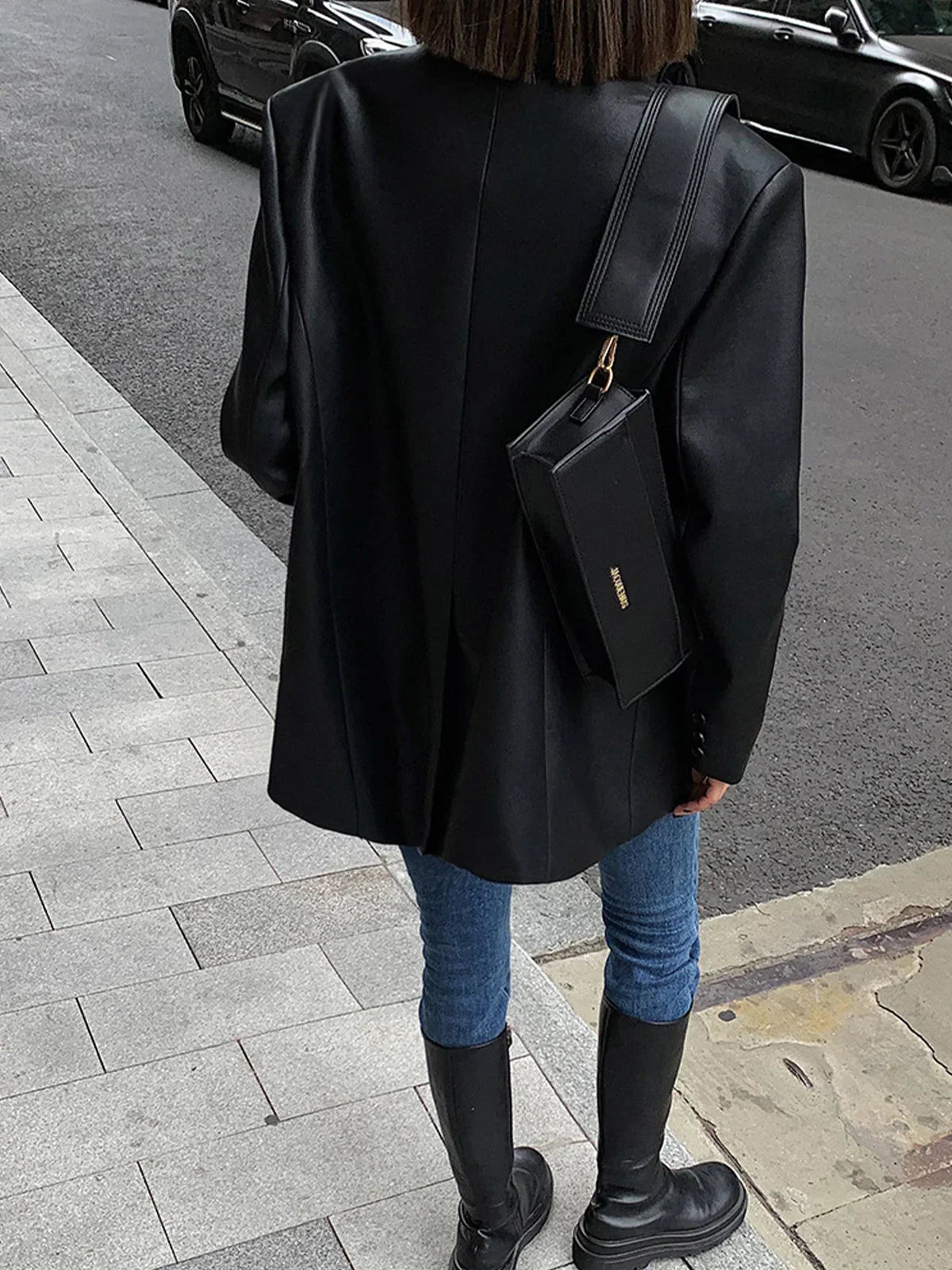 Marceline | Oversized Blazer Leather Jacket