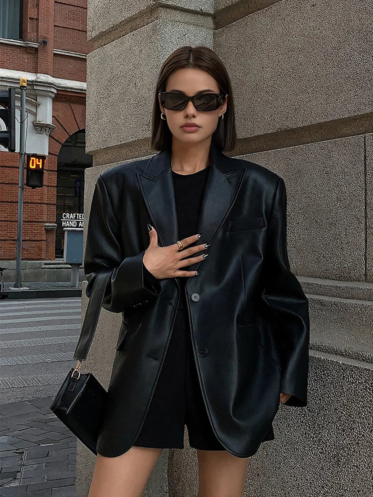 Marceline | Oversized Blazer Leather Jacket