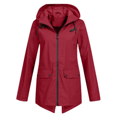 Women's Rain Jacket | Hooded Zip Front Long Sleeve