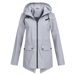 Women's Rain Jacket | Hooded Zip Front Long Sleeve