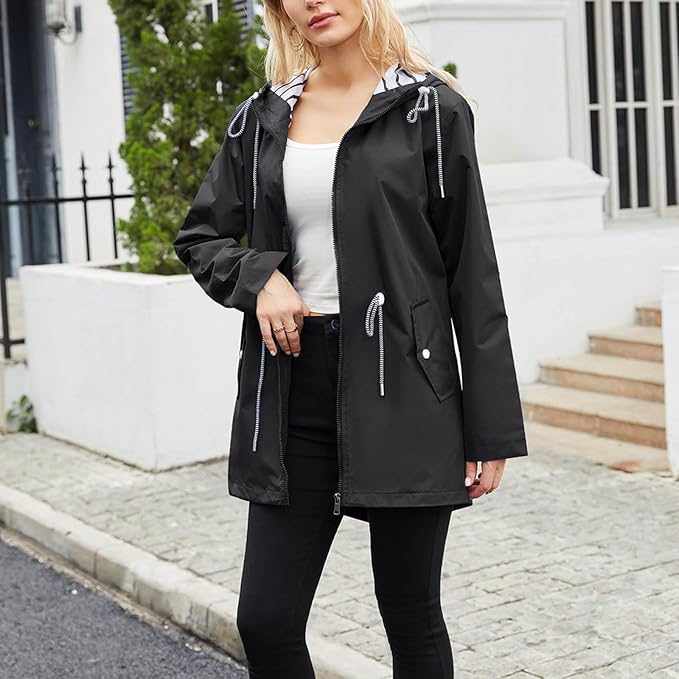 Women's Windbreaker | Hooded Rain Jacket Long Sleeve