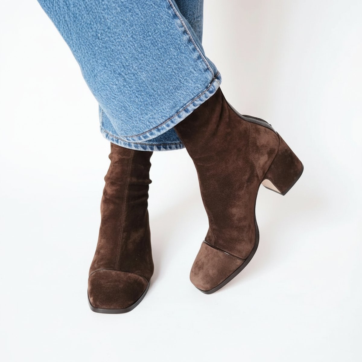 Reyna | Women's Suede Square Toe Pull-On Ankle Boots