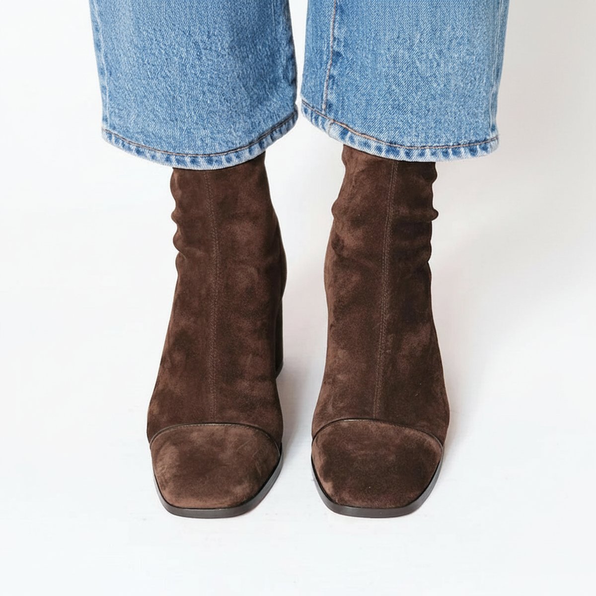 Reyna | Women's Suede Square Toe Pull-On Ankle Boots