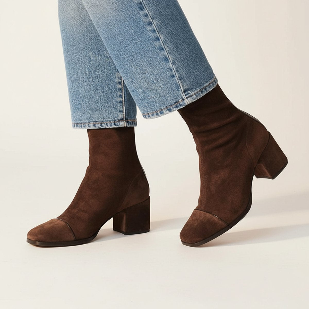 Reyna | Women's Suede Square Toe Pull-On Ankle Boots