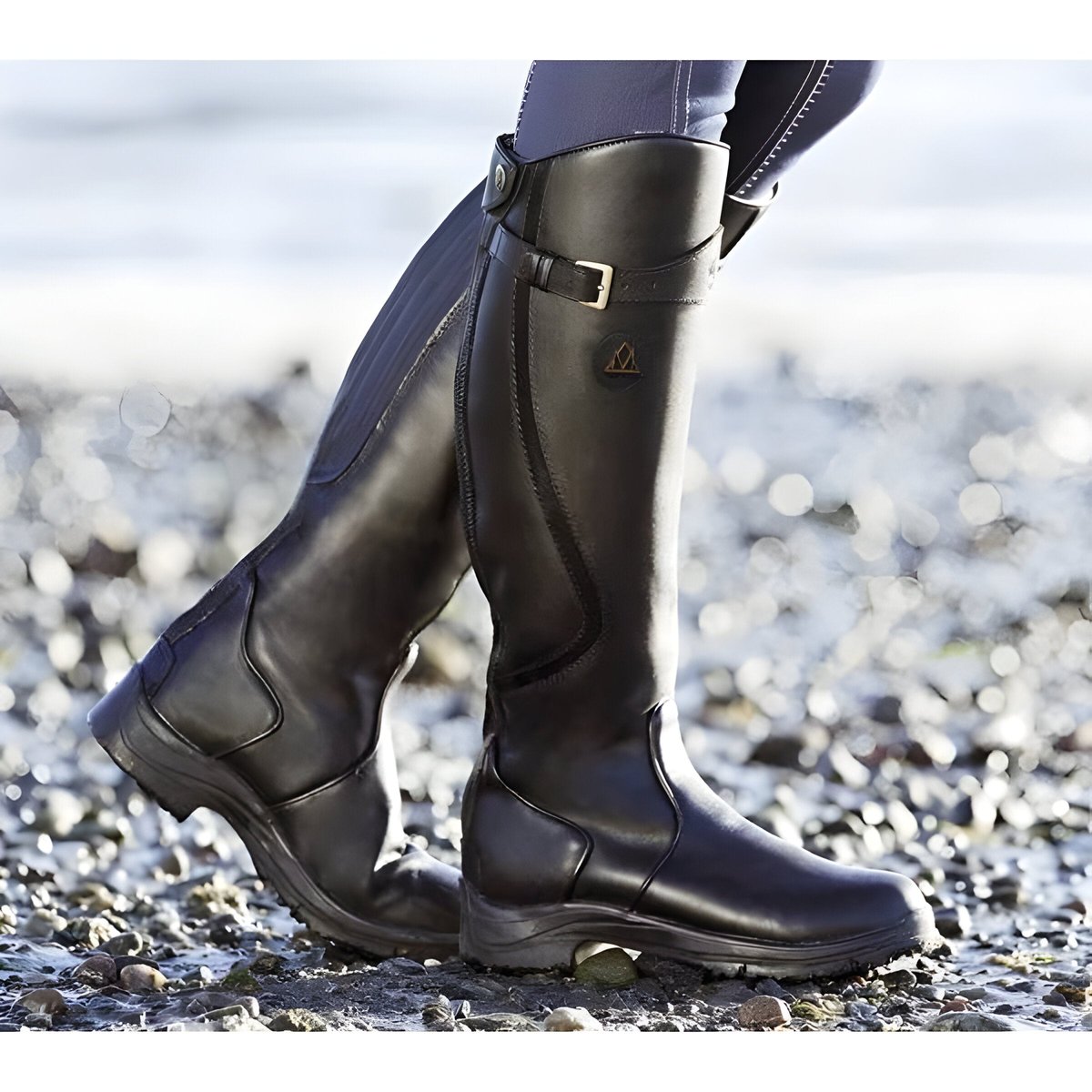 Genevieve | Women's Waterproof Leather Buckle Strap Knee-High Boots
