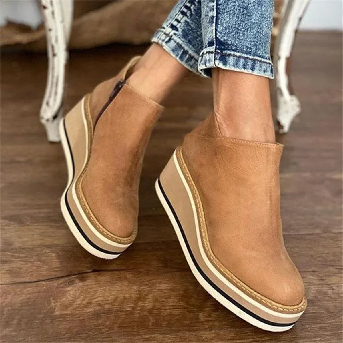 Marlowe | Women's Platform Wedge Side Zip Ankle Boots