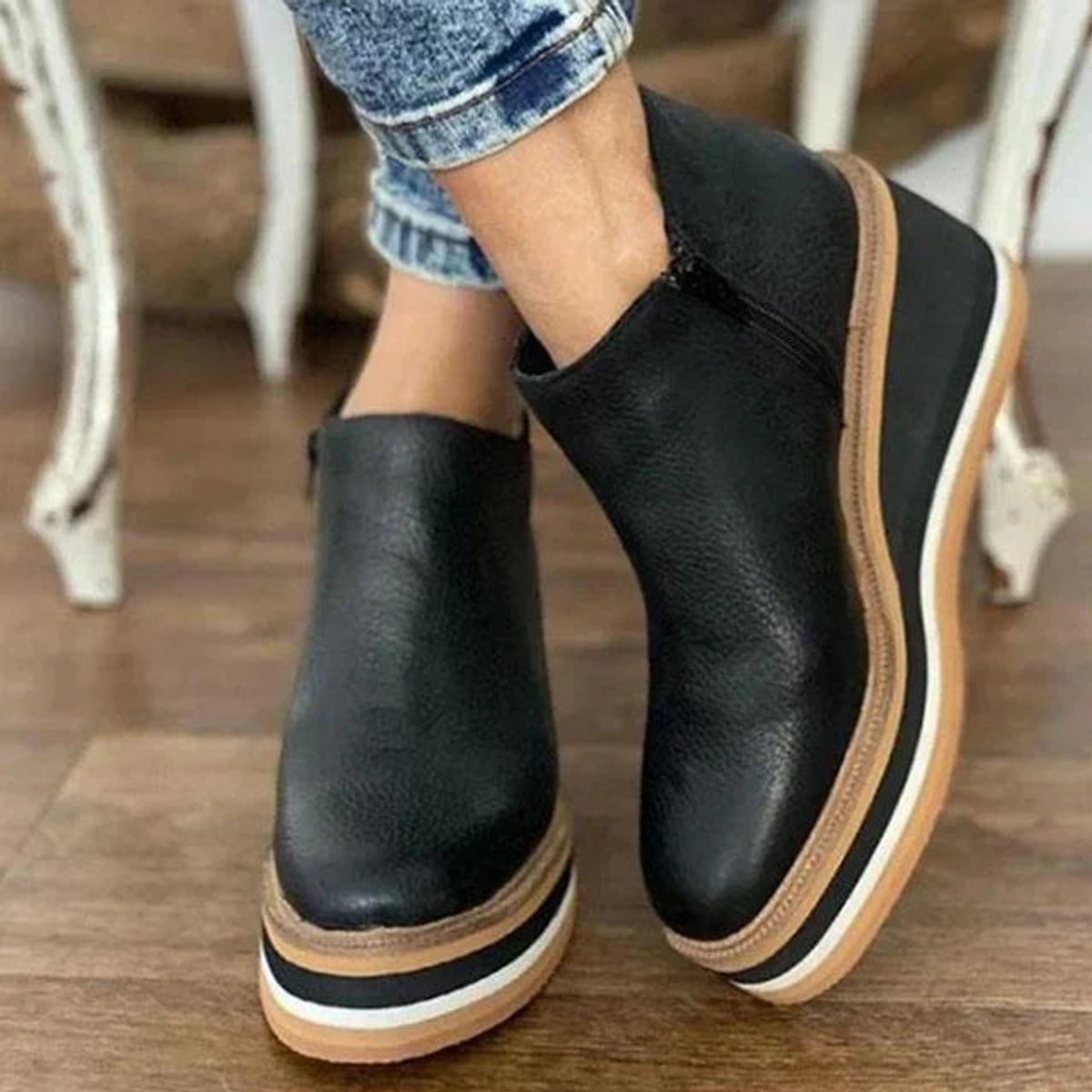 Marlowe | Women's Platform Wedge Side Zip Ankle Boots
