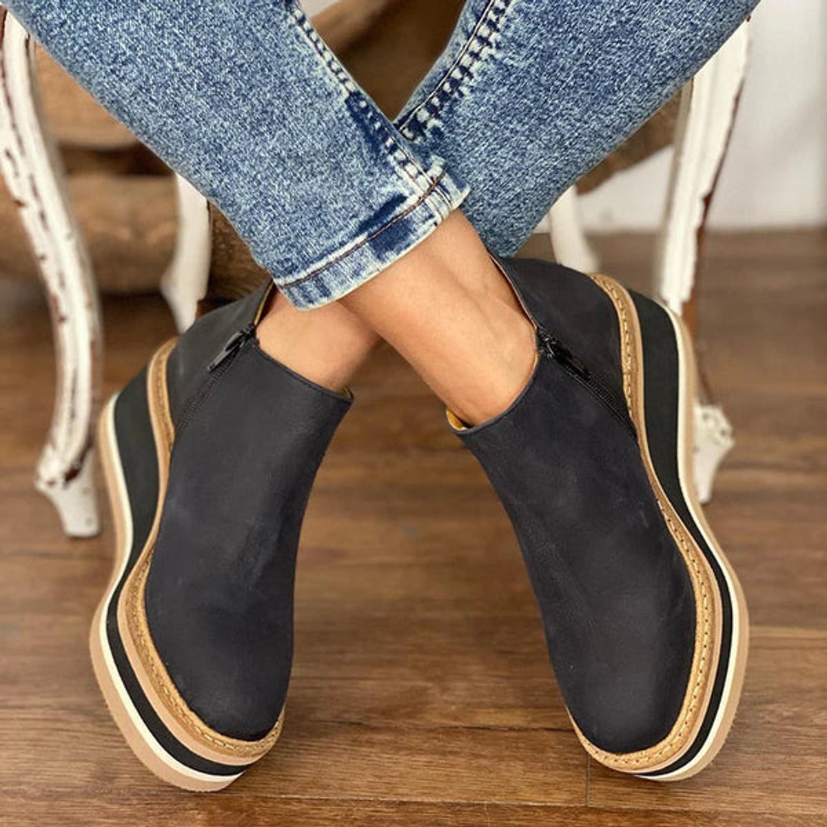 Marlowe | Women's Platform Wedge Side Zip Ankle Boots