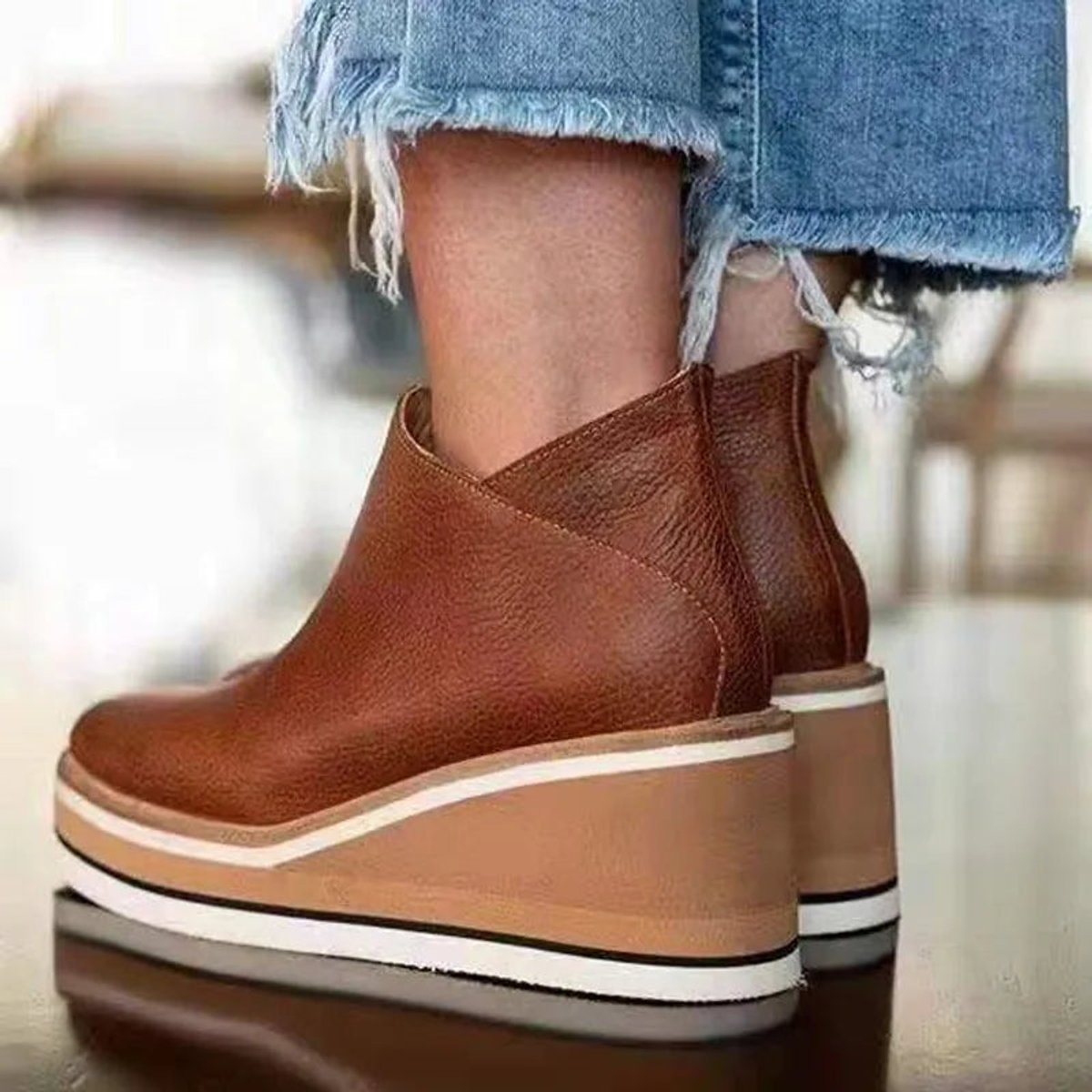 Marlowe | Women's Platform Wedge Side Zip Ankle Boots