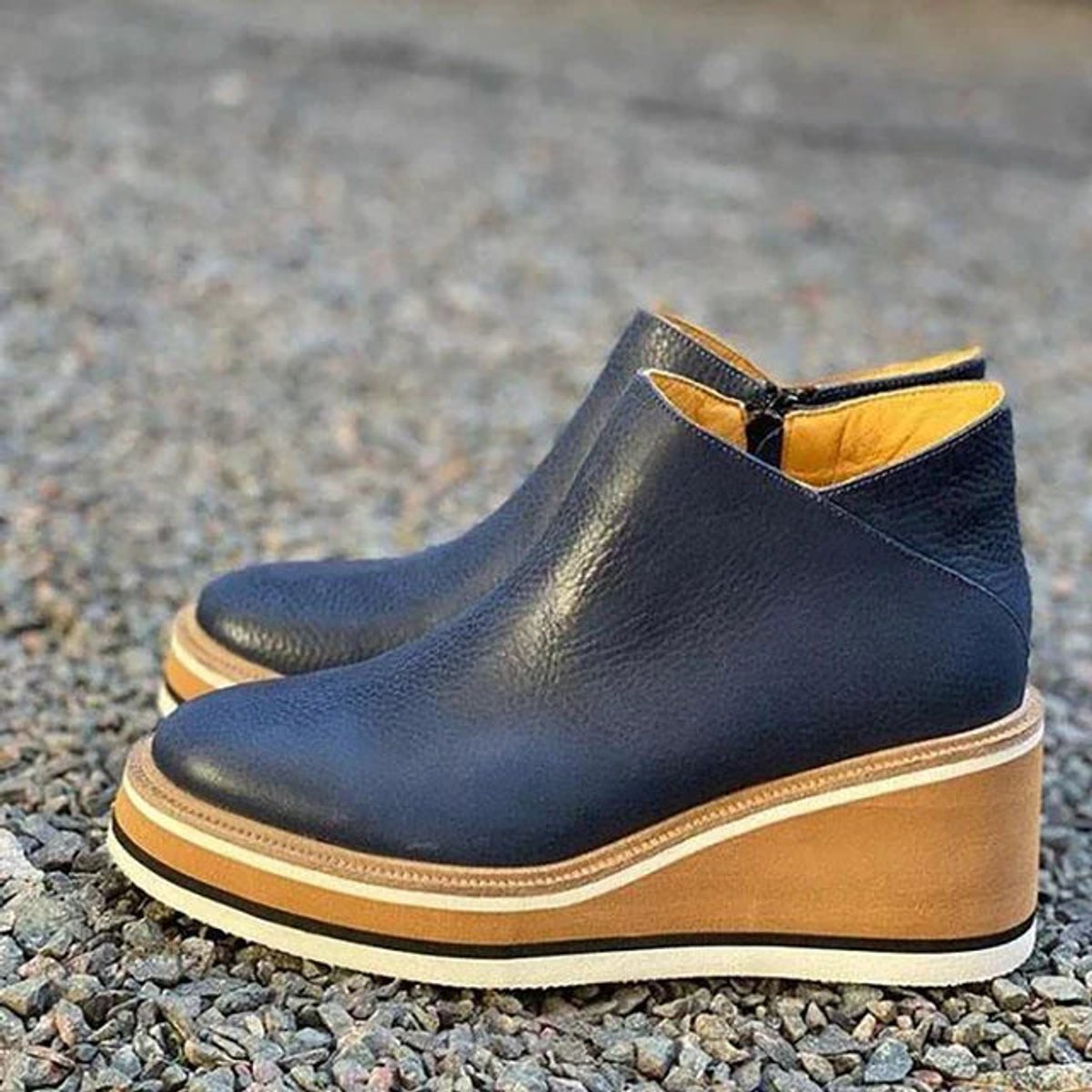 Marlowe | Women's Platform Wedge Side Zip Ankle Boots