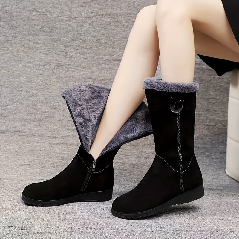 Wrenova | Women's Fur-Cuff Mid-Calf Boots