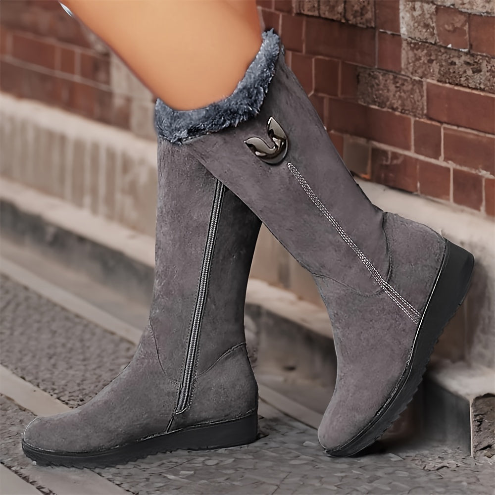 Wrenova | Women's Fur-Cuff Mid-Calf Boots