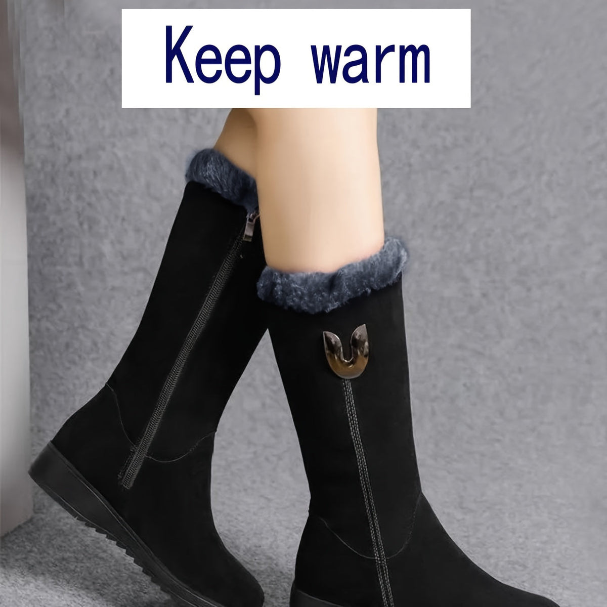 Wrenova | Women's Fur-Cuff Mid-Calf Boots
