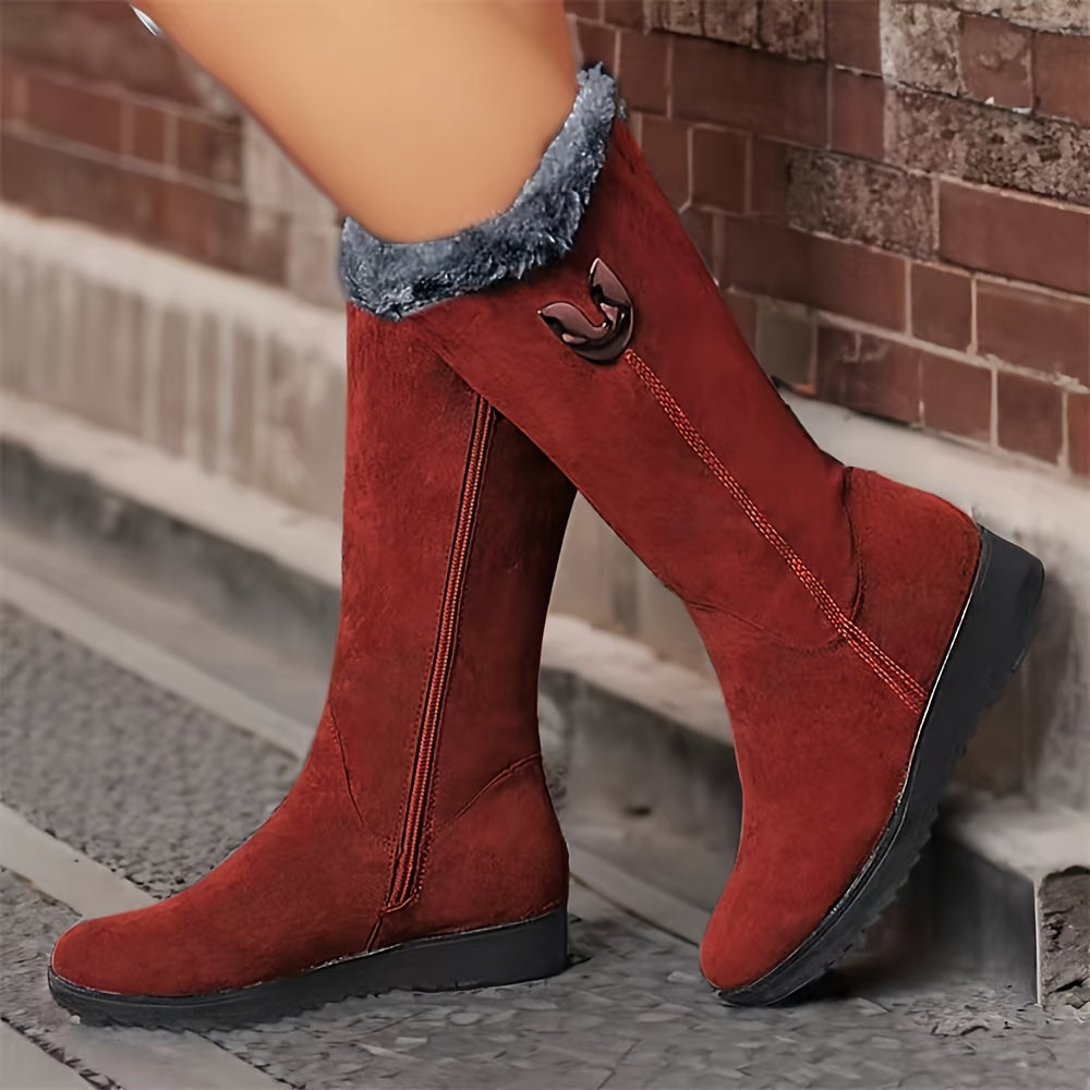 Wrenova | Women's Fur-Cuff Mid-Calf Boots