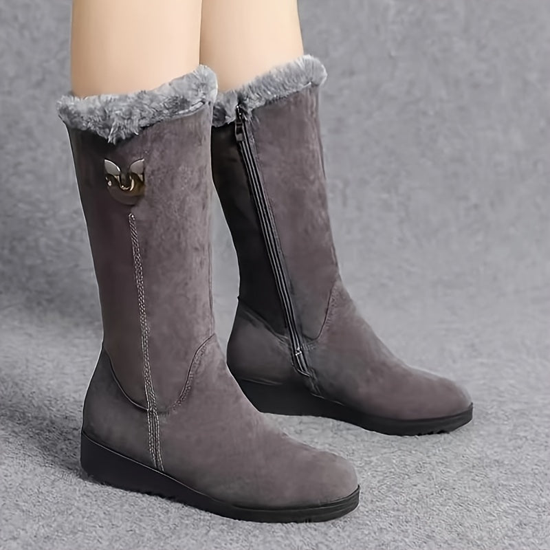 Wrenova | Women's Fur-Cuff Mid-Calf Boots
