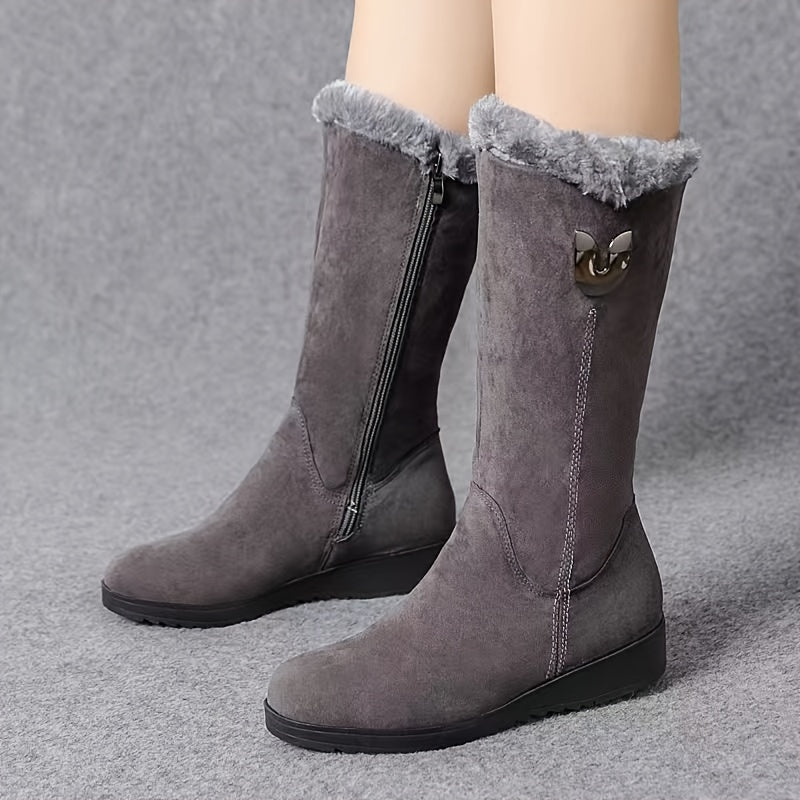 Wrenova | Women's Fur-Cuff Mid-Calf Boots