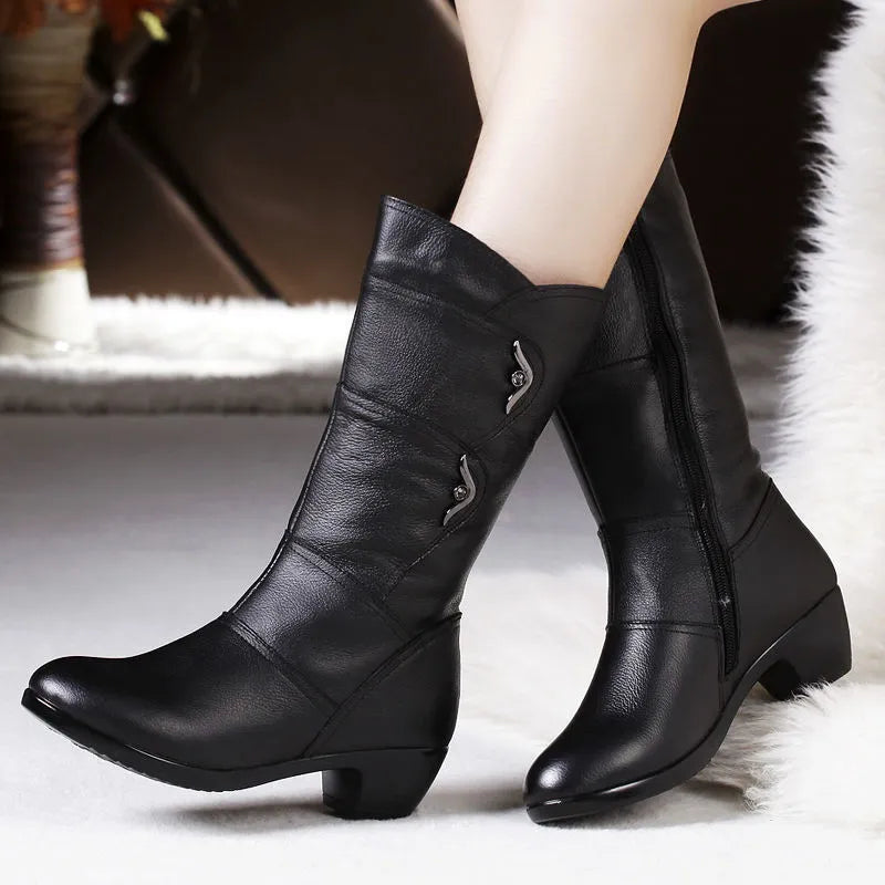 Ysadora | Women's Black Knee High Boots